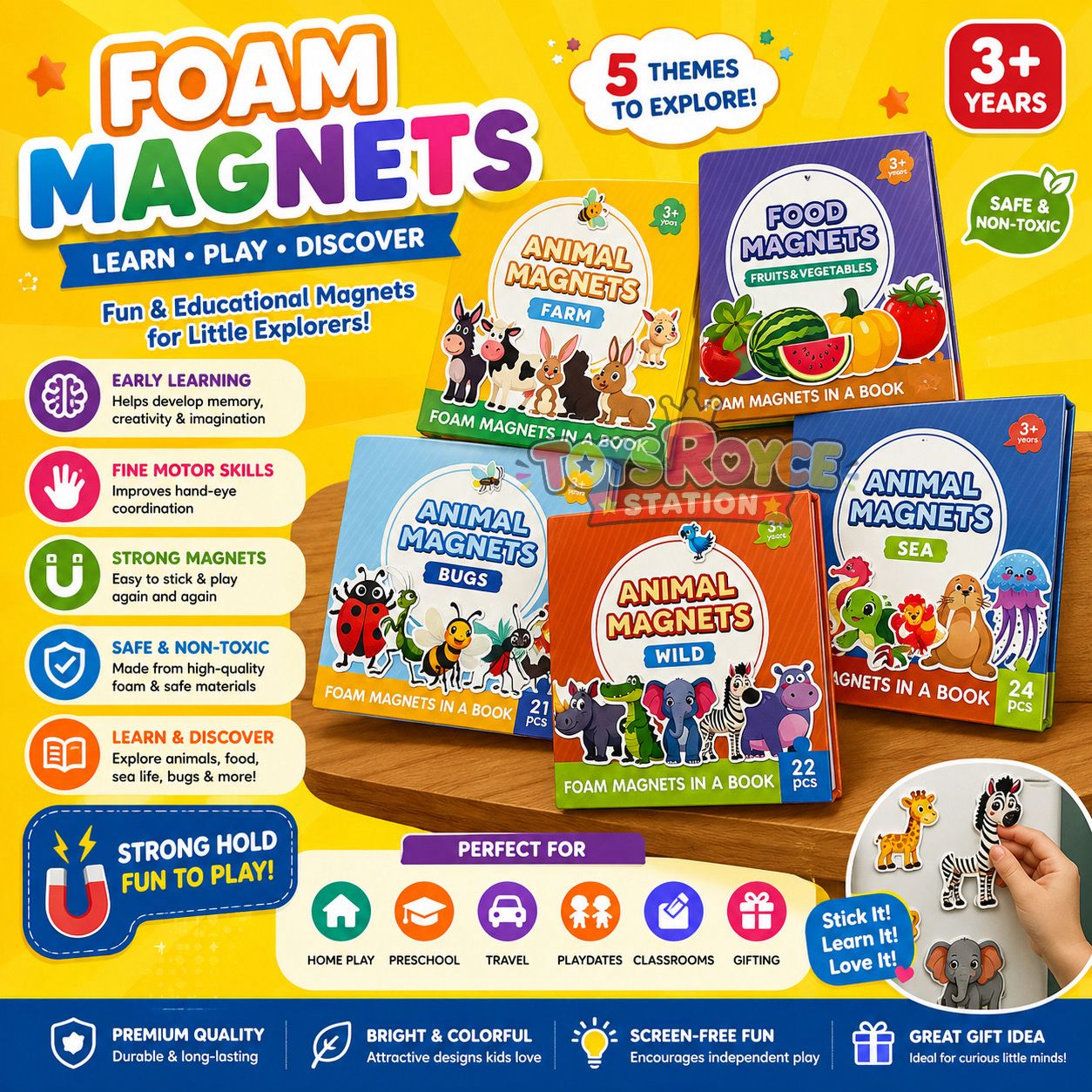 Foam Magnets Animal in a Book 5 Themes